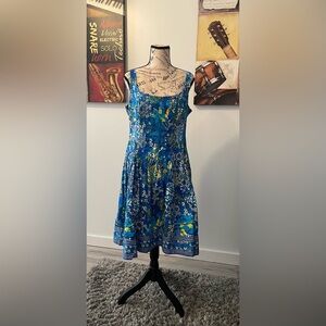 Jones New York Vibrant Blue Floral Midi Dress